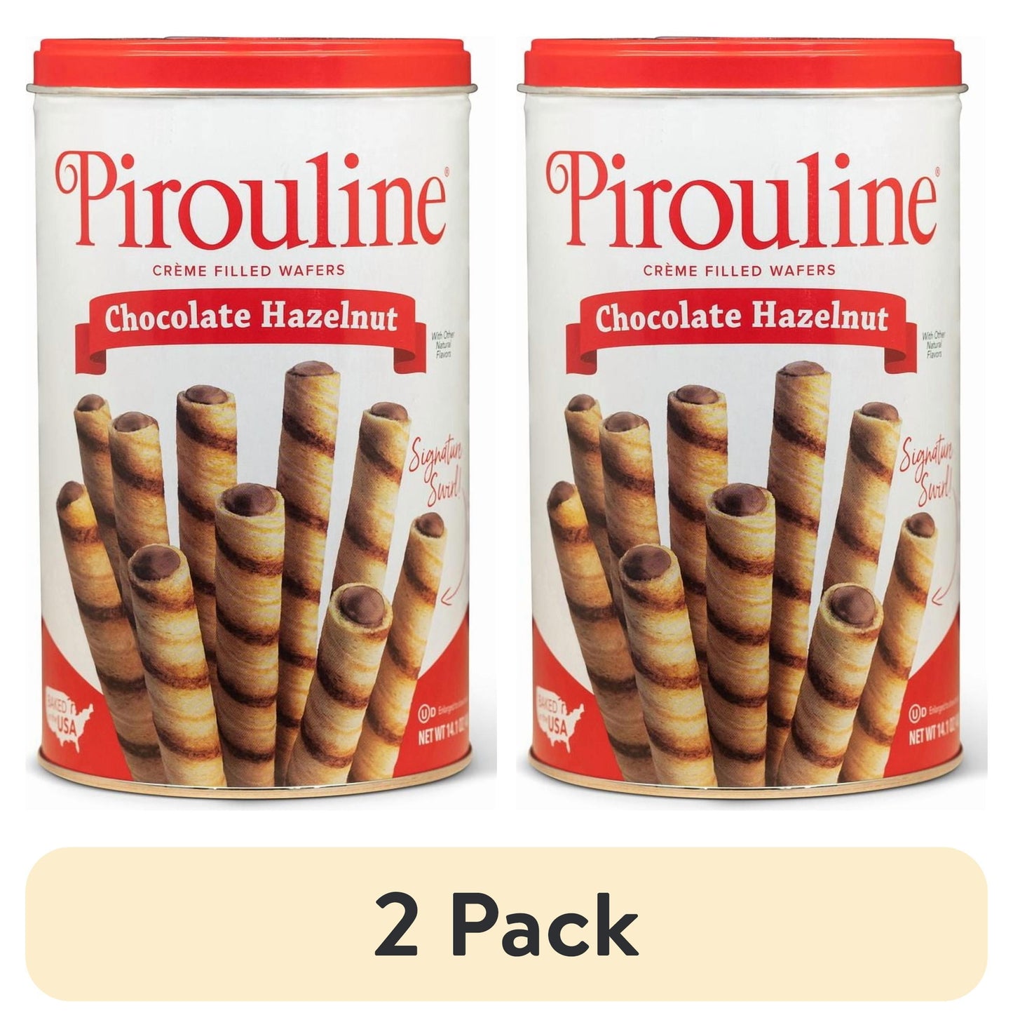 Pirouline Chocolate Hazelnut Creme Filled Rolled Wafers - 14.1oz Tin, 32 Cookies