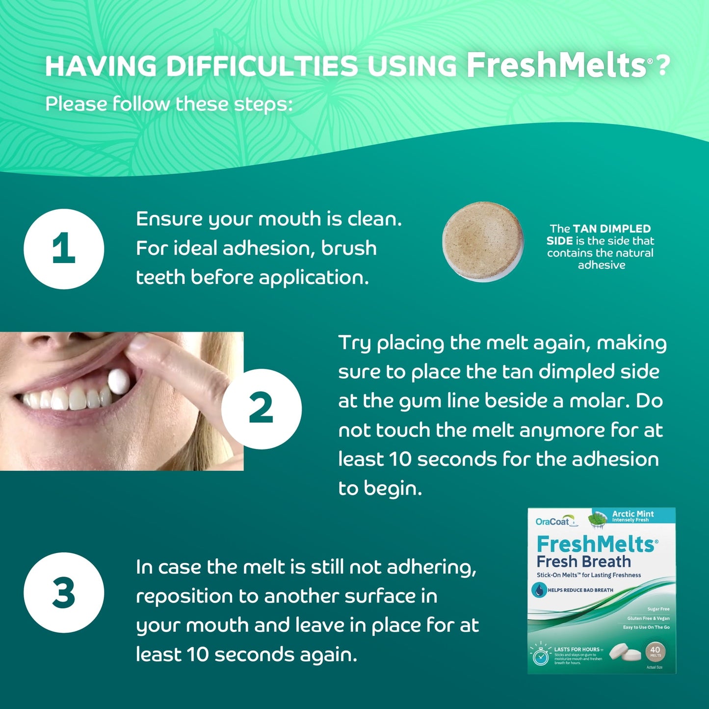OraCoat FreshMelts Fresh Breath Stick-on Melts for Lasting Freshness (2 pack)