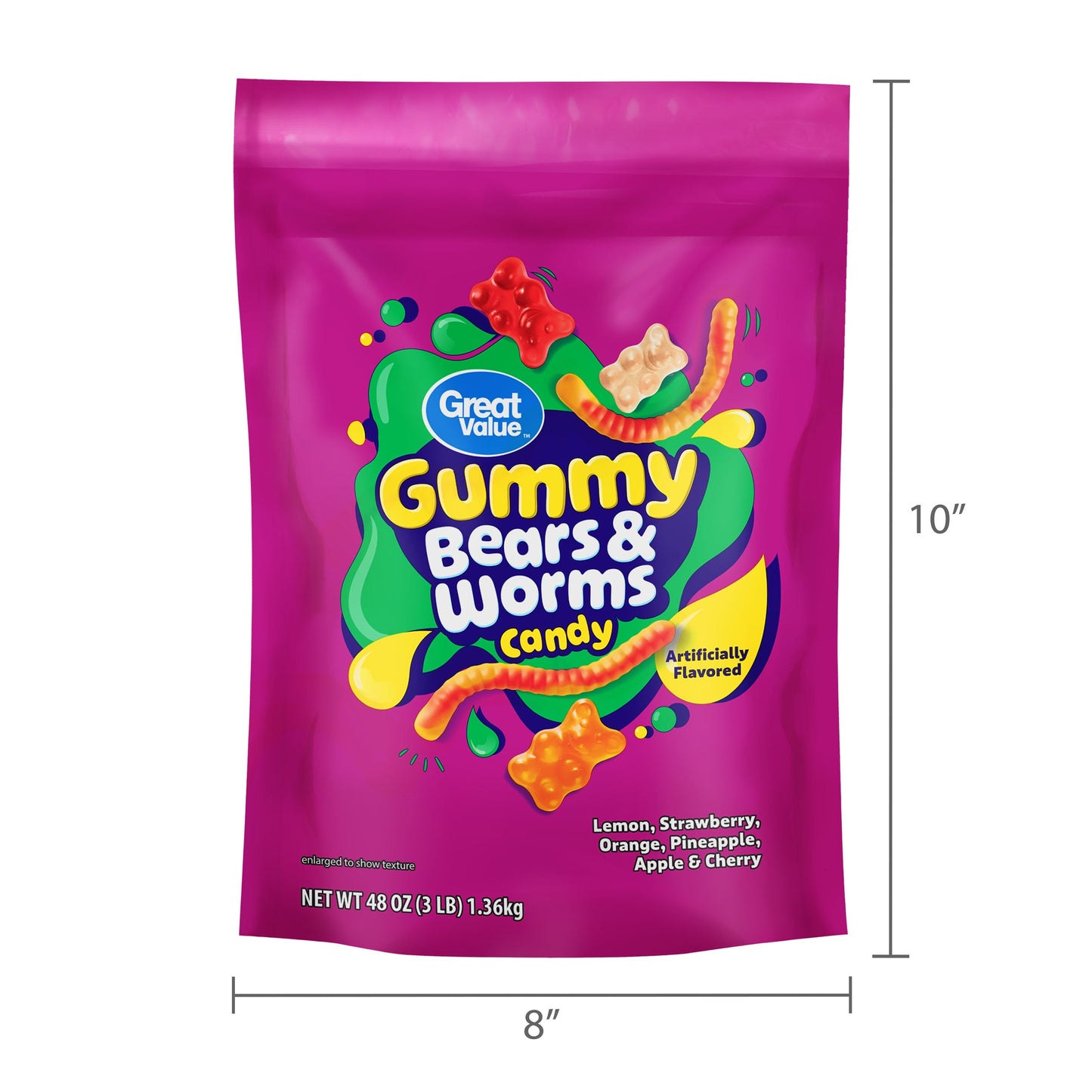 Great Value Gummy Bears & Worms Chewy Candy, 48 oz