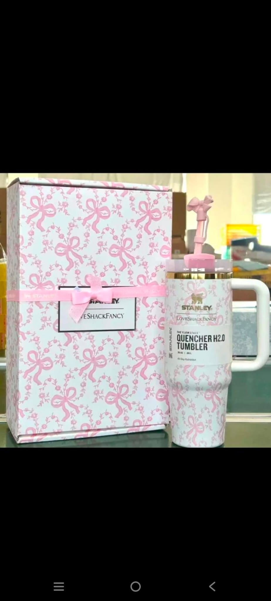 Stanley x LoveShackFancy Quencher H2.0 FlowState Tumbler 40 oz – Pink Bow Floral