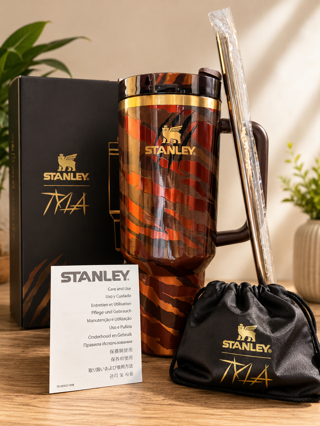Stanley Stainless Steel Insulated Tumbler – Black & Copper Graphic Design