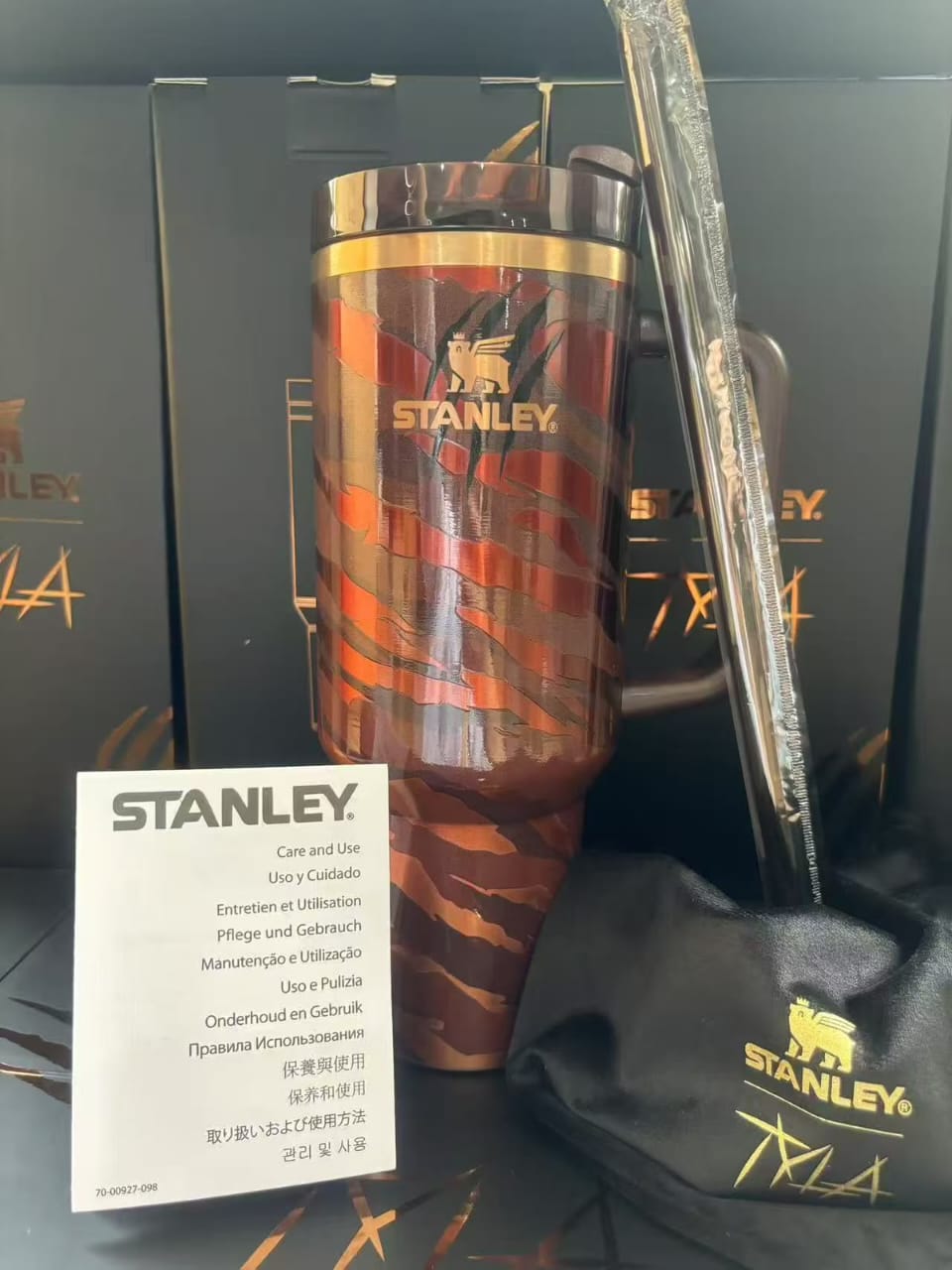 Stanley Stainless Steel Insulated Tumbler – Black & Copper Graphic Design
