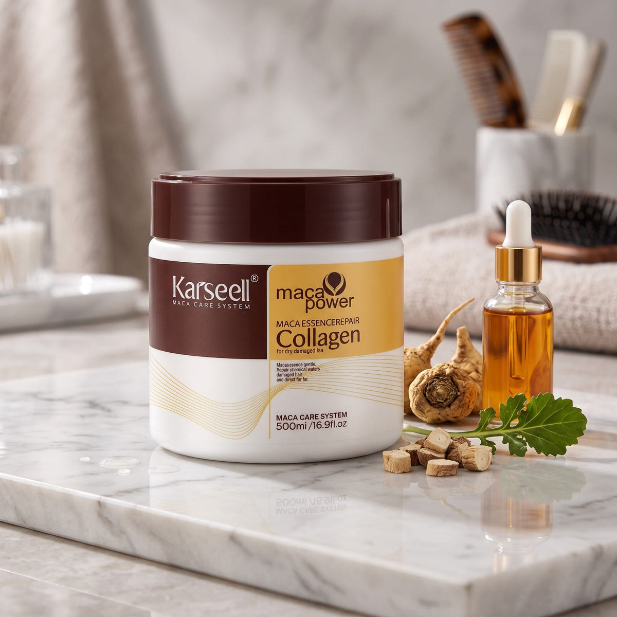 Karseell Maca Power Collagen Hair Mask 500ml / 16.9 Fl Oz – Deep Repair Treatment for Dry & Damaged Hair