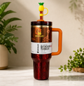 40 oz Floral Quencher Tumbler with Handle & Pineapple Straw Topper