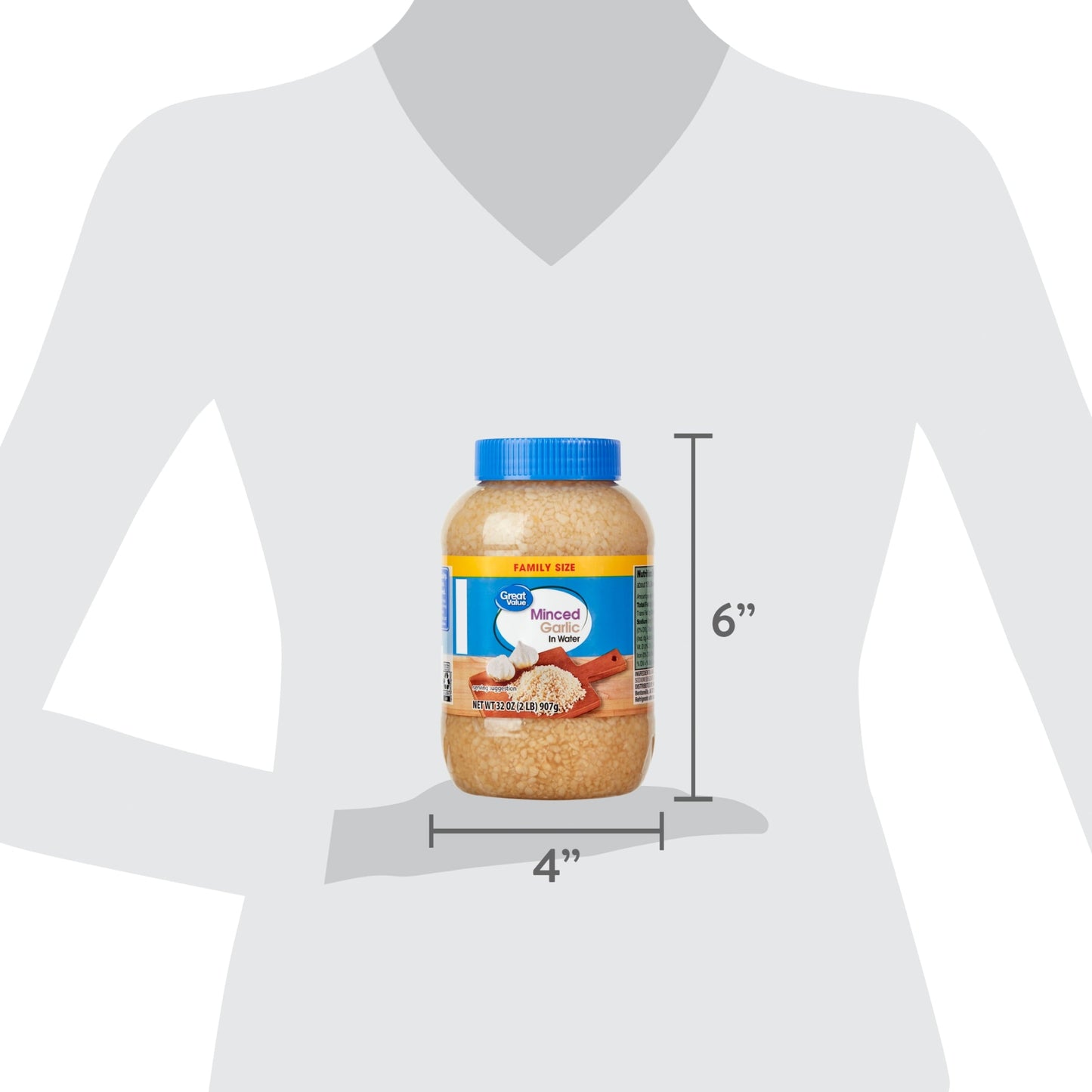 Great Value Family Size Minced Garlic in Water, 32 oz Jar
