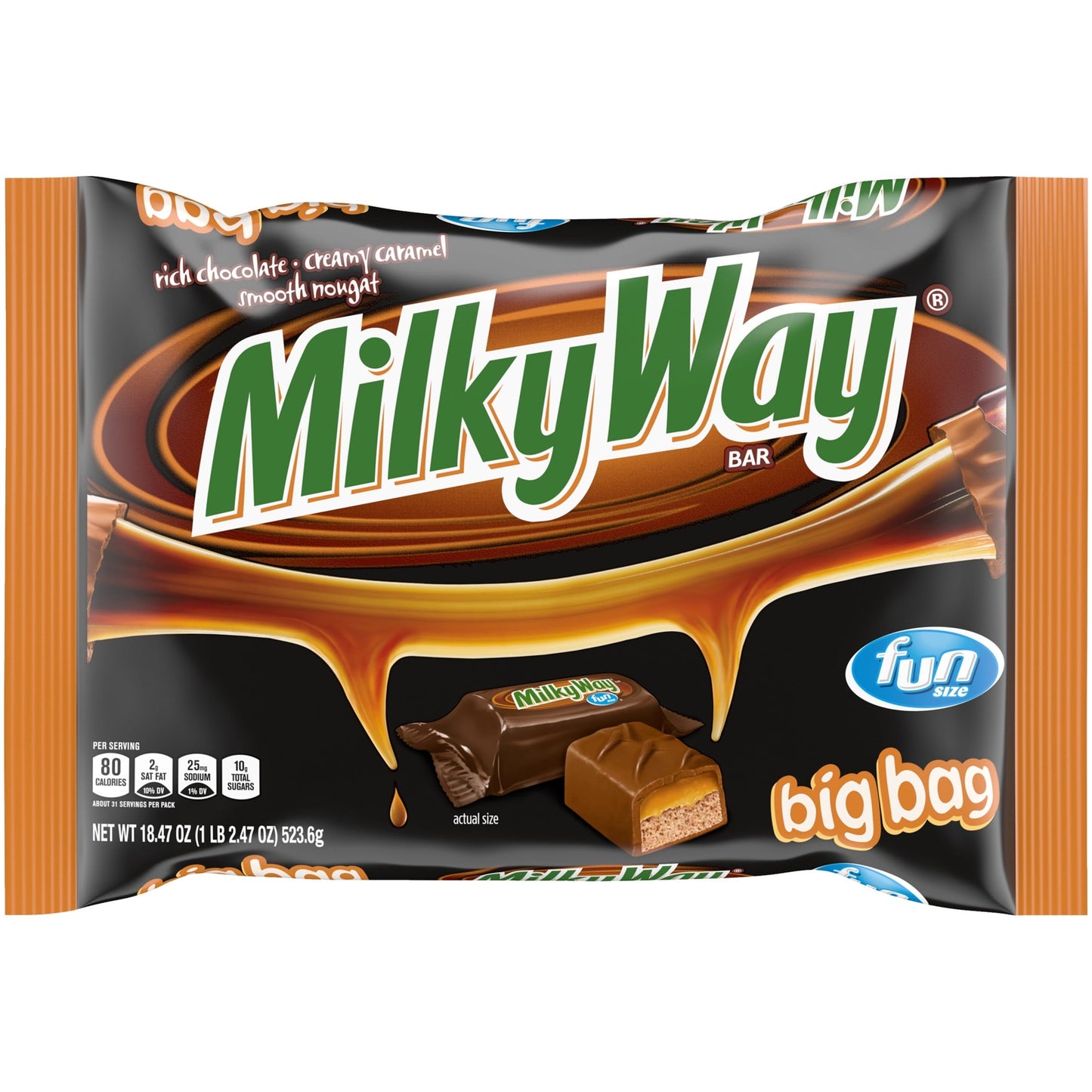 Milky Way Fun Size Milk Chocolate Candy Bars - 18.47 oz Bag