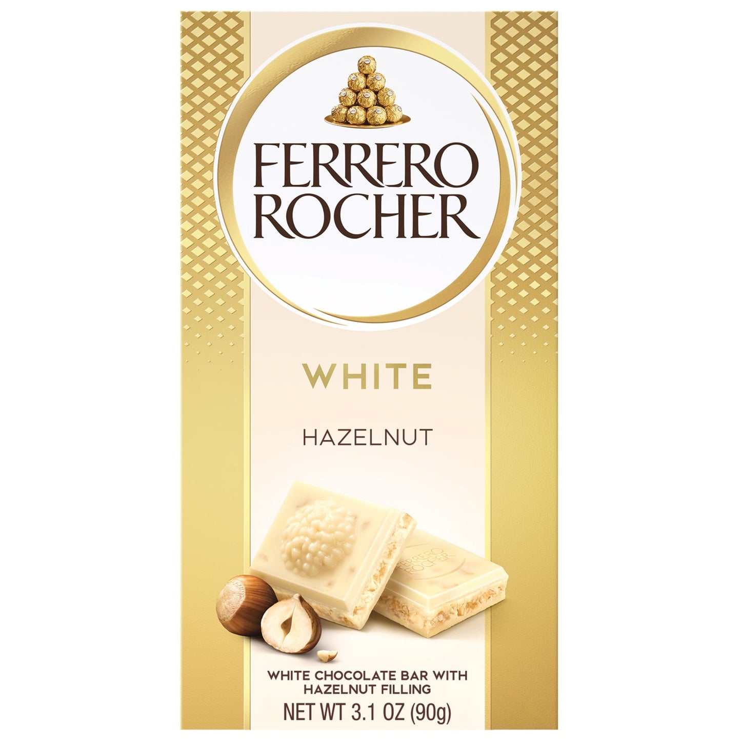 Ferrero Rocher premium chocolate bar, White Chocolate with Hazelnut Filling