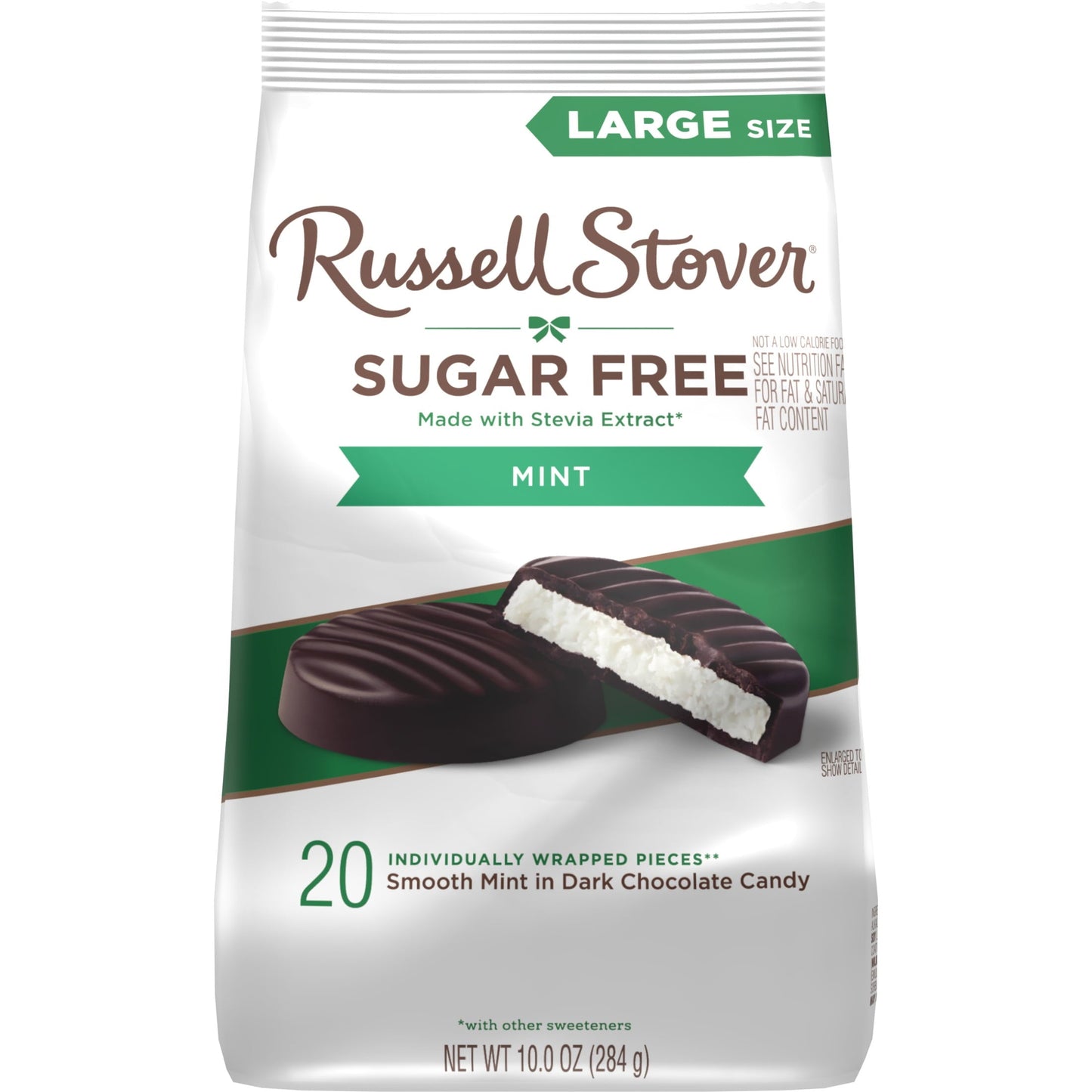 RUSSELL STOVER Sugar Free Dark Chocolate Mint Candy, 10 oz. bag